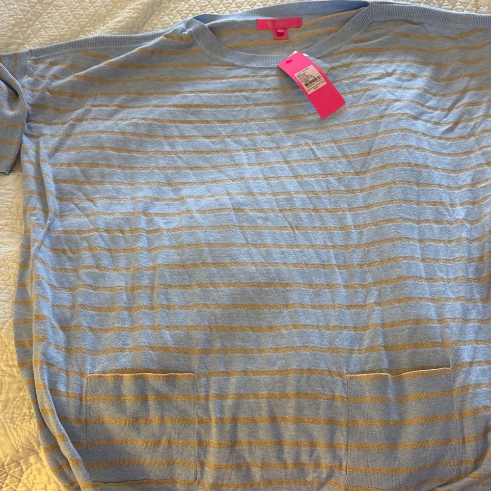 Lilly Pulitzer Blue and Gold Striped Knit